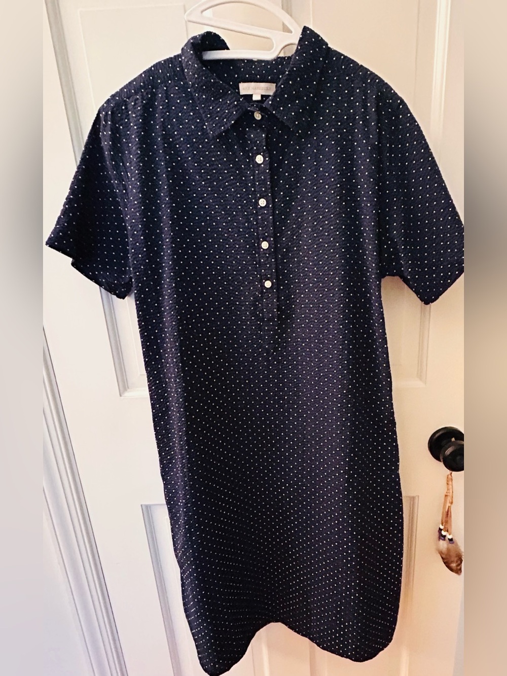 ANN MASHBURN Navy with White Polka Dot Dress